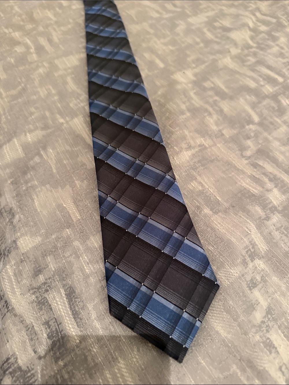 Kenneth Cole Blue and Black Plaid Silk-Blend Men’s Tie